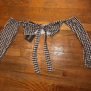 plaid crop top from pretty little thing